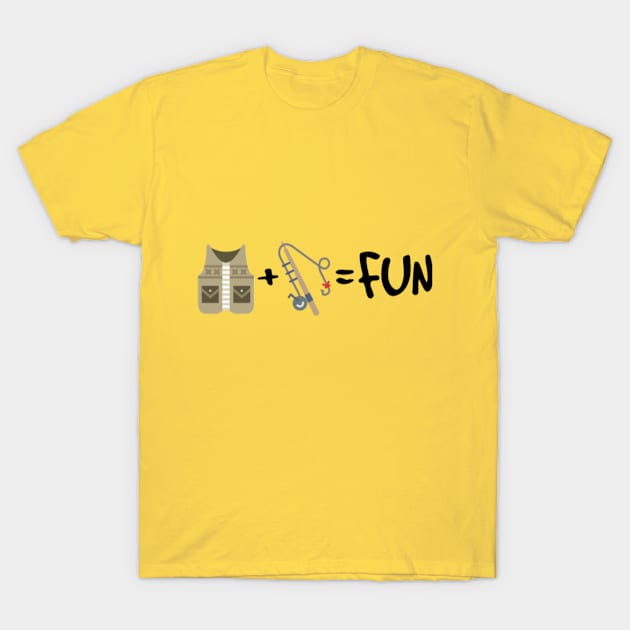 Fishing Vest + Fishing Pole = Fun T-Shirt by Equals Fun